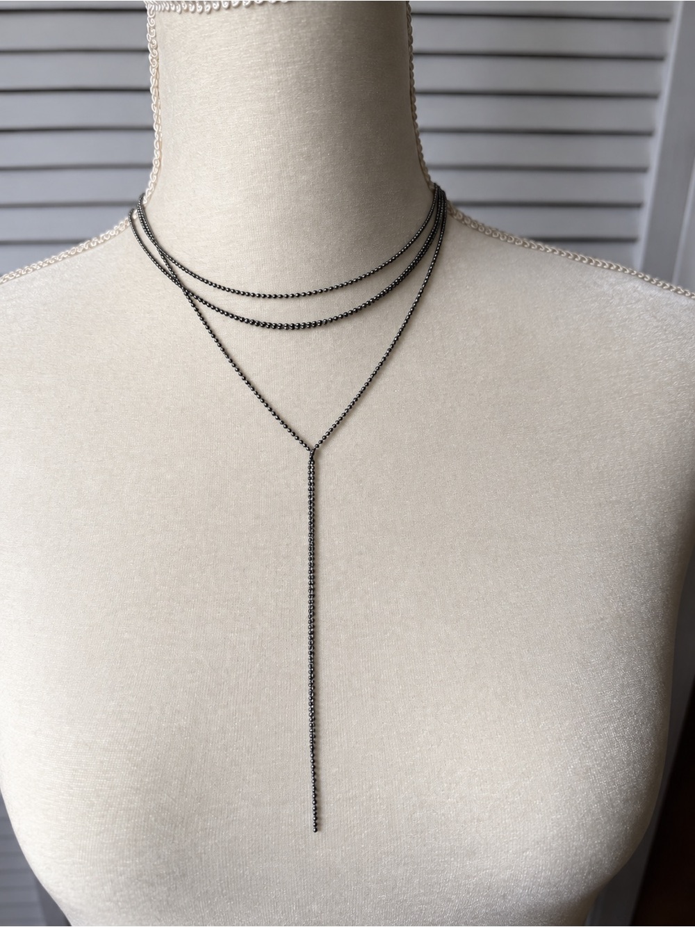Minimalist Silver Tone Layered Y-Necklace